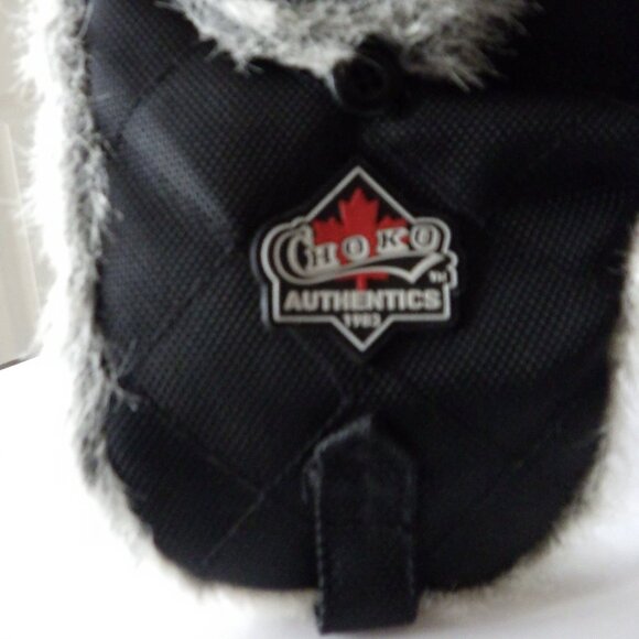 Choko Trapper Hat Canada Proud Hockey Ear Flaps Winter One Size Adults Black Red - Picture 6 of 11